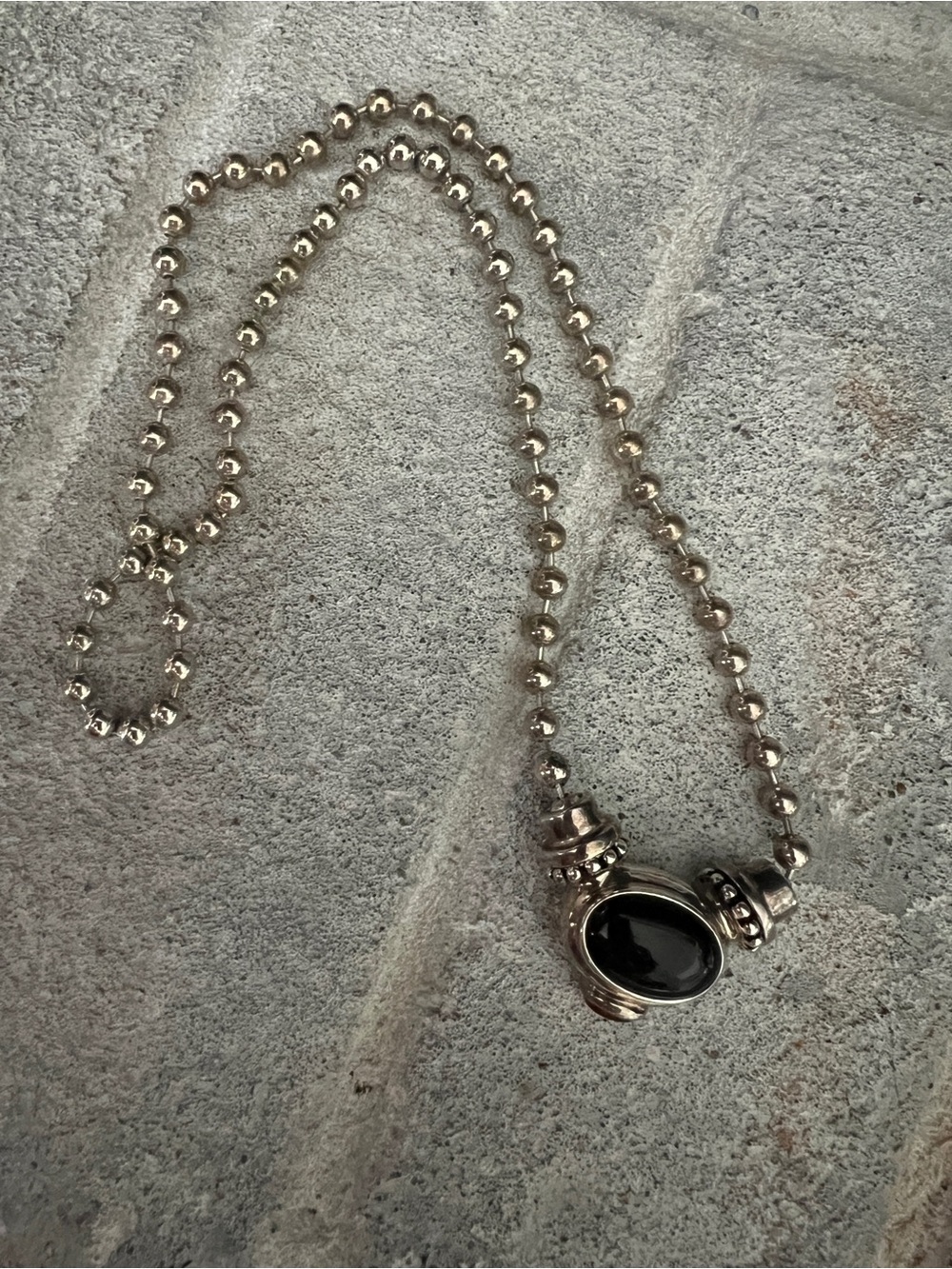 ESPO 925 Sterling Silver Black Onyx Amber Pendant Necklace
